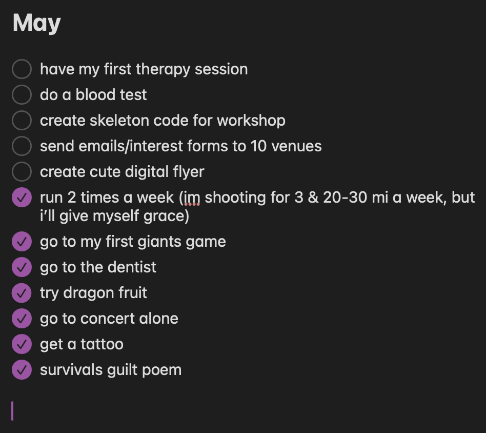 may bucket list