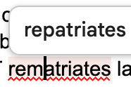 an image where google auto-corrects rematriate to repatriate